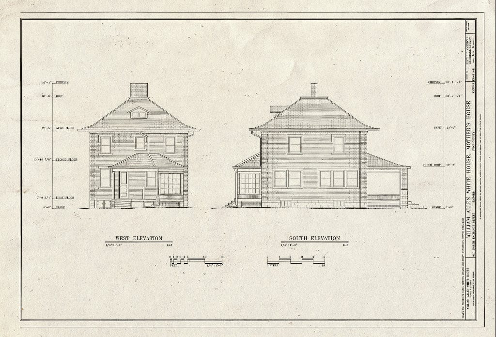 Blueprint HABS KS-81-B (Sheet 5 of 6) - William Allen White House, Mother's House, 923 North Exchange Street, Emporia, Lyon County, KS