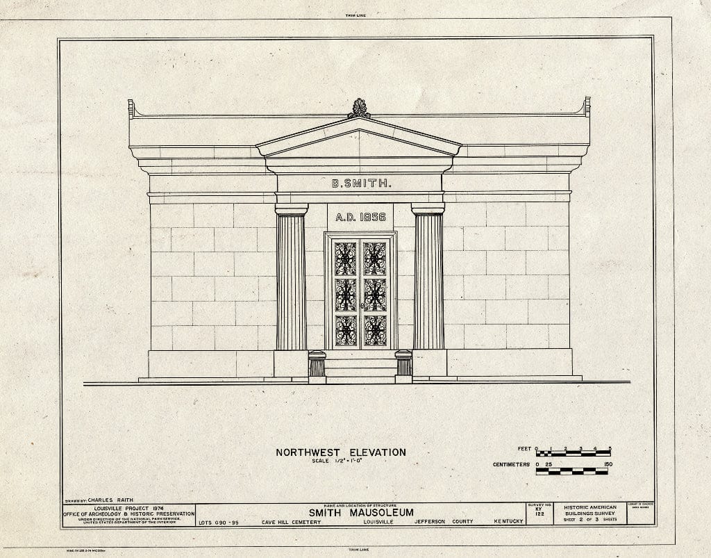 Blueprint HABS KY,56-LOUVI,11C- (Sheet 2 of 3) - Cave Hill Cemetery, Ben Smith Mausoleum, Cave Hill Cemetery, Louisville, Jefferson County, KY