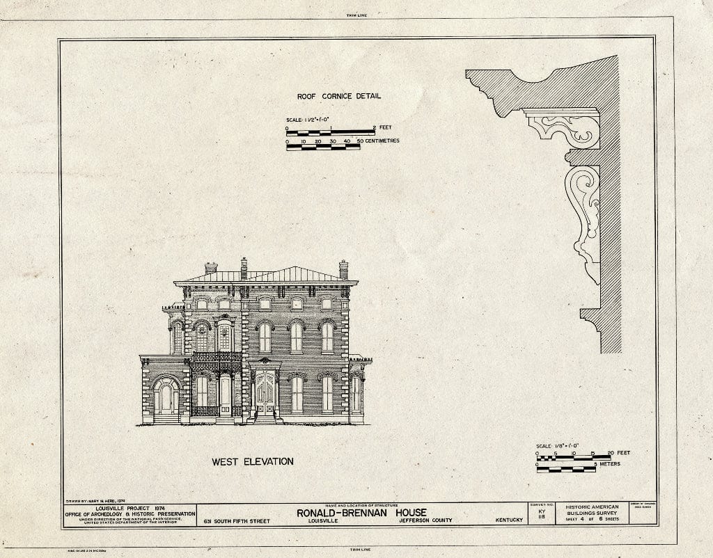 Blueprint HABS KY,56-LOUV1,9- (Sheet 4 of 6) - Ronald-Brennan House, 631 South Fifth Street, Louisville, Jefferson County, KY