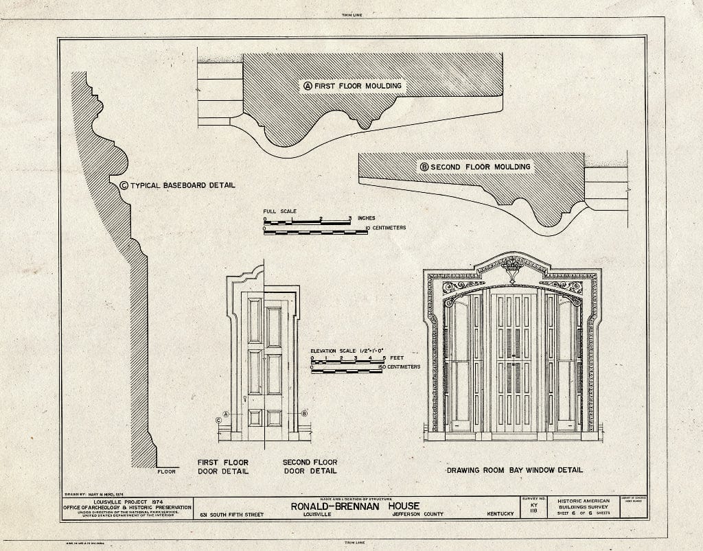 Blueprint HABS KY,56-LOUV1,9- (Sheet 6 of 6) - Ronald-Brennan House, 631 South Fifth Street, Louisville, Jefferson County, KY