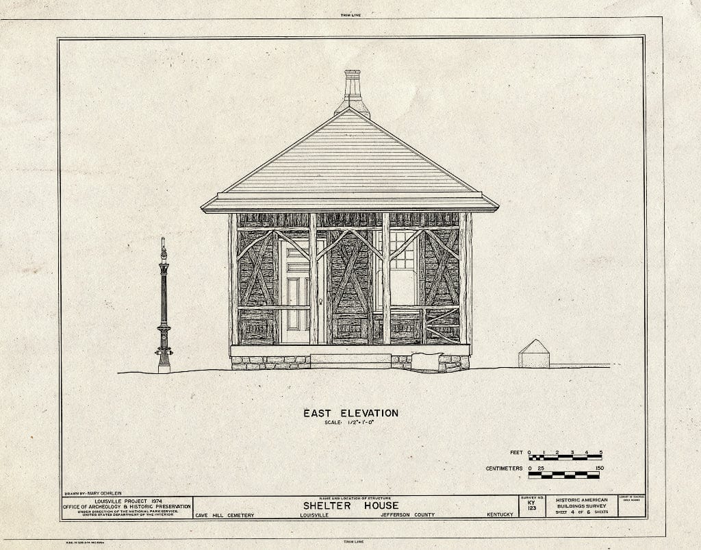 Blueprint HABS KY,56-LOUVI,11B- (Sheet 4 of 6) - Cave Hill Cemetery, Rustic Shelter House, Cave Hill Cemetery, Louisville, Jefferson County, KY