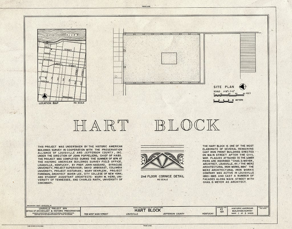Blueprint HABS KY,56-LOUVI,10G- (Sheet 1 of 3) - Hart Block, 728 West Main Street, Louisville, Jefferson County, KY