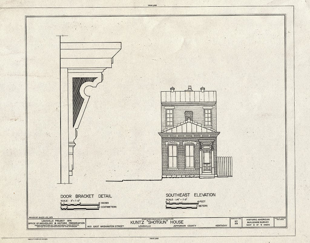 Blueprint HABS KY,56-LOUVI,13- (Sheet 3 of 4) - Kuntz Shotgun House, 1401 East Washington Street, Louisville, Jefferson County, KY