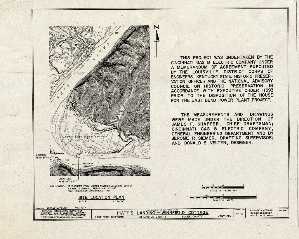 Blueprint HABS KY,8-BURL.V,1A- (Sheet 2 of 11) - Piatt's Landing, Upper East Bend Bottoms, Burlington, Boone County, KY