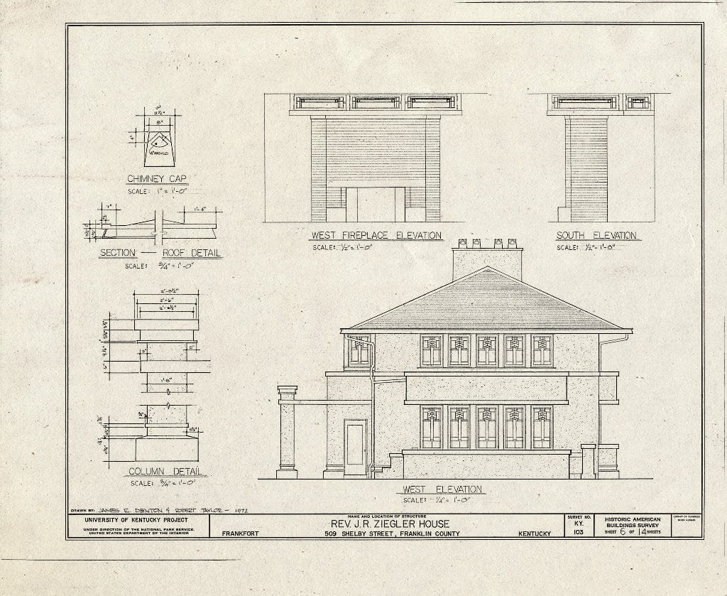 Blueprint HABS KY,37-FRAFO,5- (Sheet 6 of 14) - Reverend Jessie R. Ziegler House, 509 Shelby Street, Frankfort, Franklin County, KY