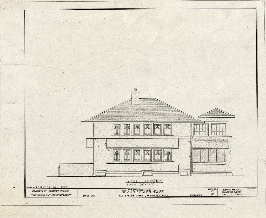 Blueprint HABS KY,37-FRAFO,5- (Sheet 7 of 14) - Reverend Jessie R. Ziegler House, 509 Shelby Street, Frankfort, Franklin County, KY
