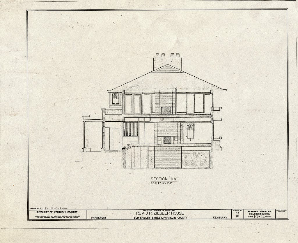 Blueprint HABS KY,37-FRAFO,5- (Sheet 10 of 14) - Reverend Jessie R. Ziegler House, 509 Shelby Street, Frankfort, Franklin County, KY