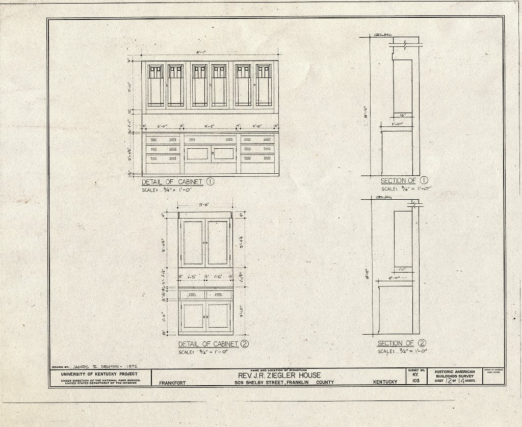 Blueprint HABS KY,37-FRAFO,5- (Sheet 12 of 14) - Reverend Jessie R. Ziegler House, 509 Shelby Street, Frankfort, Franklin County, KY