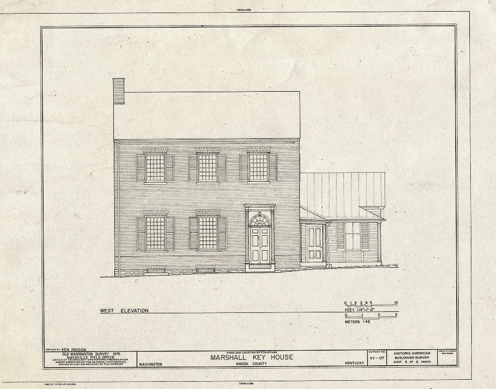 Blueprint HABS KY,81-WASH,4- (Sheet 4 of 8) - Marshall Key House, Main Street, Old Washington, Mason County, KY