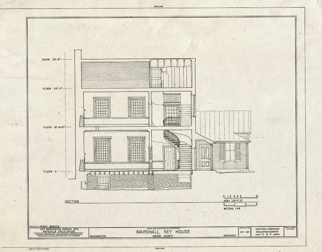 Blueprint HABS KY,81-WASH,4- (Sheet 6 of 8) - Marshall Key House, Main Street, Old Washington, Mason County, KY
