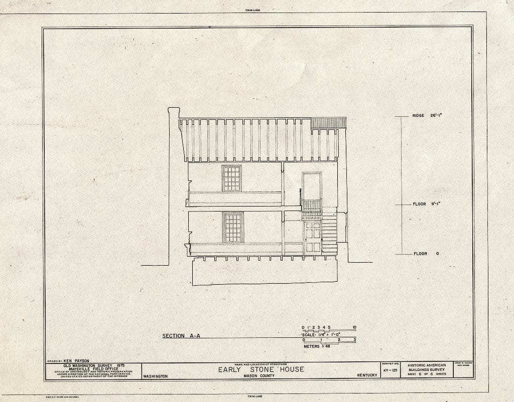 Blueprint HABS KY,81-WASH,6- (Sheet 6 of 6) - Main Street (Stone House), Old Washington, Mason County, KY