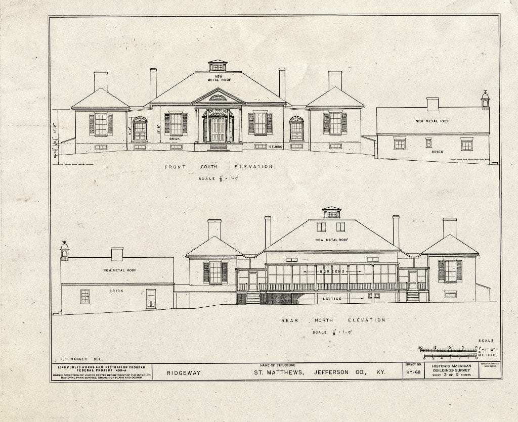 Blueprint HABS KY,56-SAMA,2- (Sheet 3 of 9) - Ridgeway, 4095 Massey Avenue, Saint Matthews, Jefferson County, KY