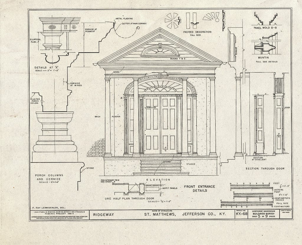 Blueprint HABS KY,56-SAMA,2- (Sheet 5 of 9) - Ridgeway, 4095 Massey Avenue, Saint Matthews, Jefferson County, KY