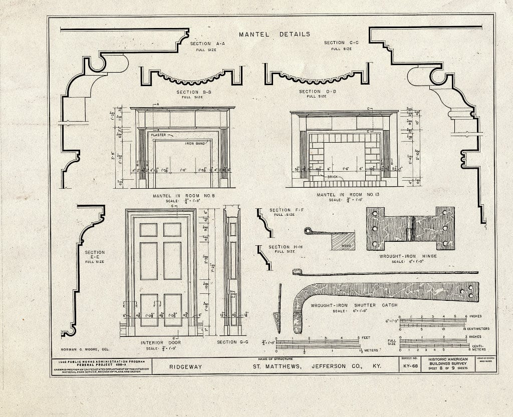 Blueprint HABS KY,56-SAMA,2- (Sheet 8 of 9) - Ridgeway, 4095 Massey Avenue, Saint Matthews, Jefferson County, KY