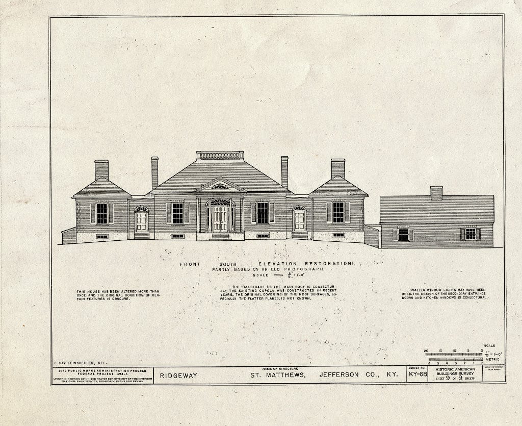 Blueprint HABS KY,56-SAMA,2- (Sheet 9 of 9) - Ridgeway, 4095 Massey Avenue, Saint Matthews, Jefferson County, KY