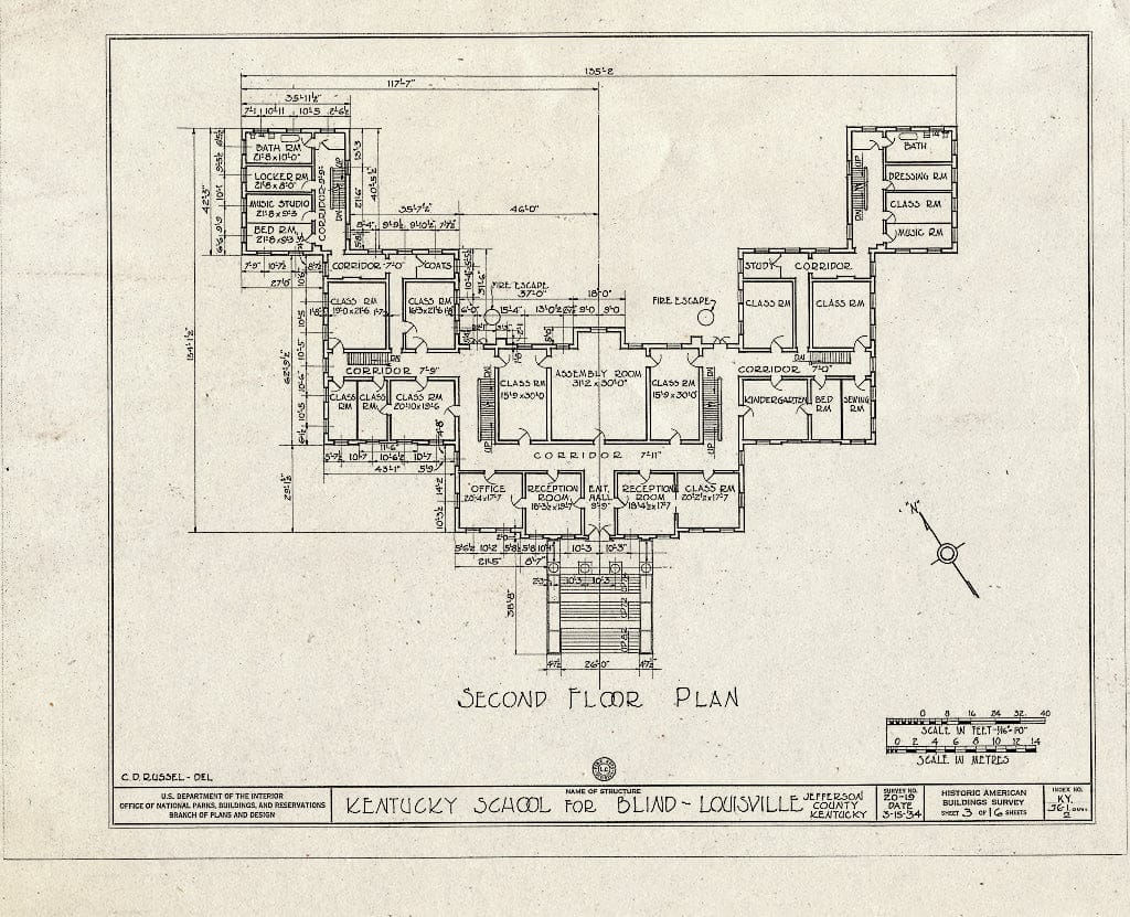 Blueprint HABS KY,56-LOUVI,2- (Sheet 3 of 16) - Kentucky School for The Blind, 1867 Frankfort Avenue, Louisville, Jefferson County, KY