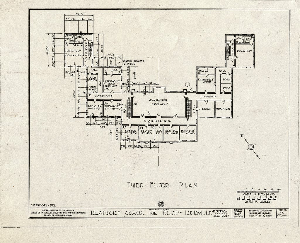 Blueprint HABS KY,56-LOUVI,2- (Sheet 4 of 16) - Kentucky School for The Blind, 1867 Frankfort Avenue, Louisville, Jefferson County, KY