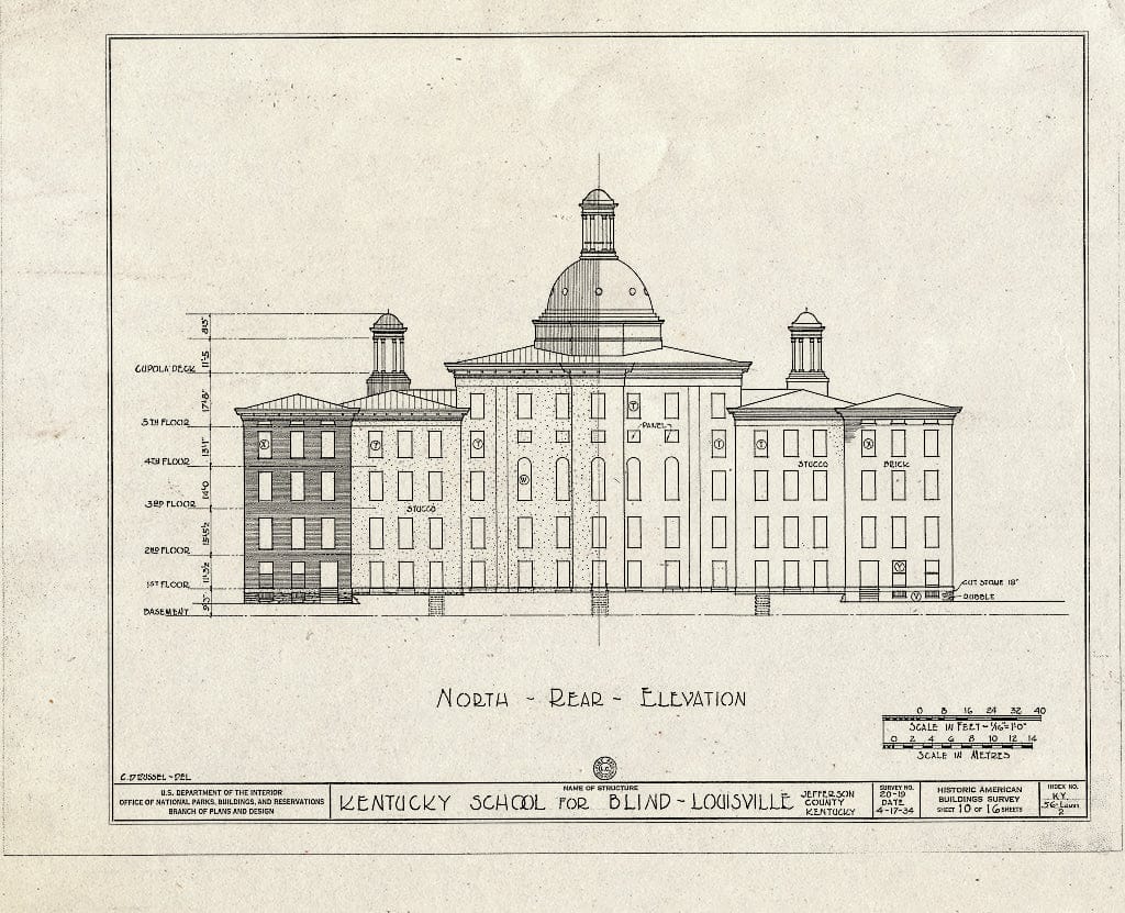Blueprint HABS KY,56-LOUVI,2- (Sheet 10 of 16) - Kentucky School for The Blind, 1867 Frankfort Avenue, Louisville, Jefferson County, KY