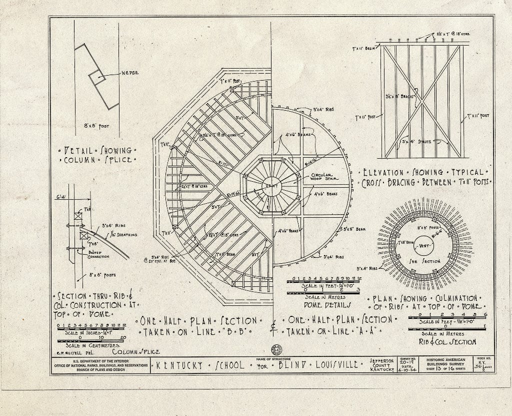 Blueprint HABS KY,56-LOUVI,2- (Sheet 13 of 16) - Kentucky School for The Blind, 1867 Frankfort Avenue, Louisville, Jefferson County, KY