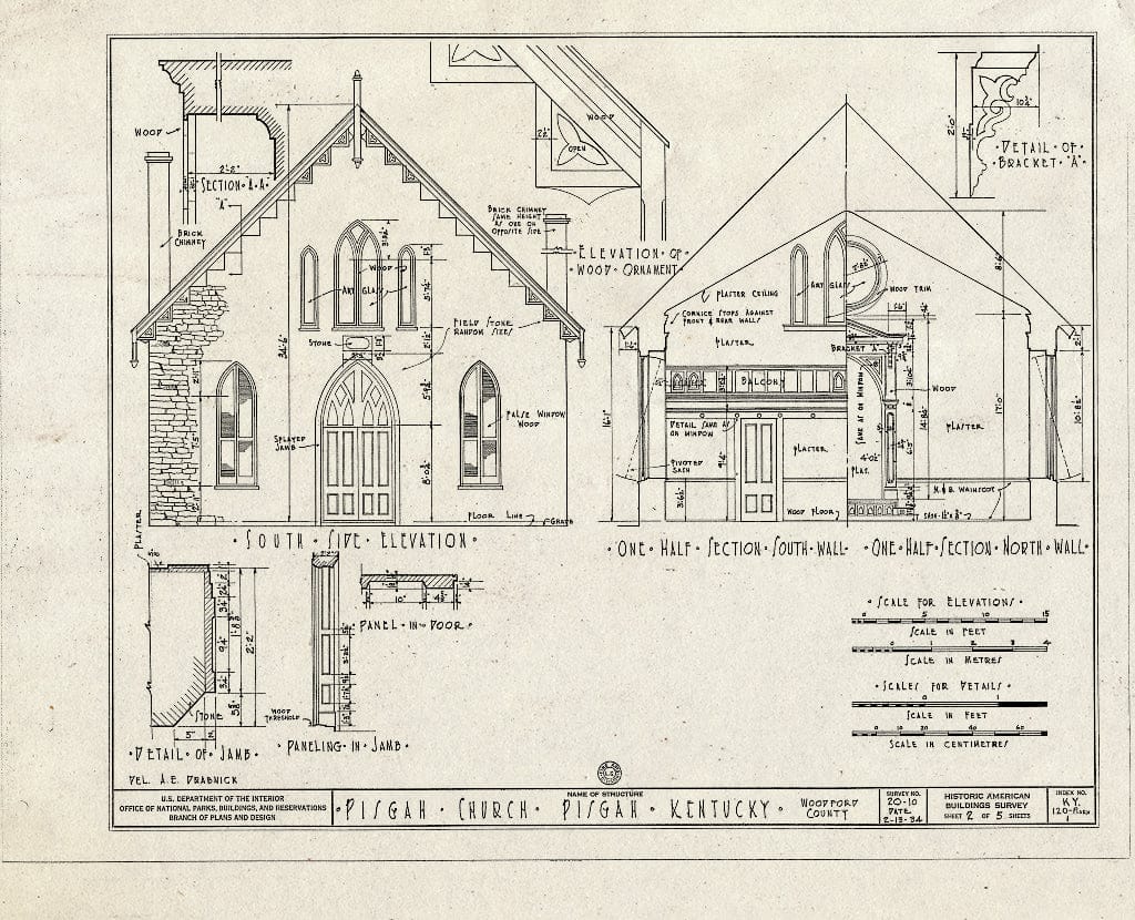 Blueprint HABS KY,120-PISG.V,1- and 2- (Sheet 2 of 5) - Pisgah Presbyterian Church & Academy, Pisgah-Georgetown Pike, Pisgah, Woodford County, KY