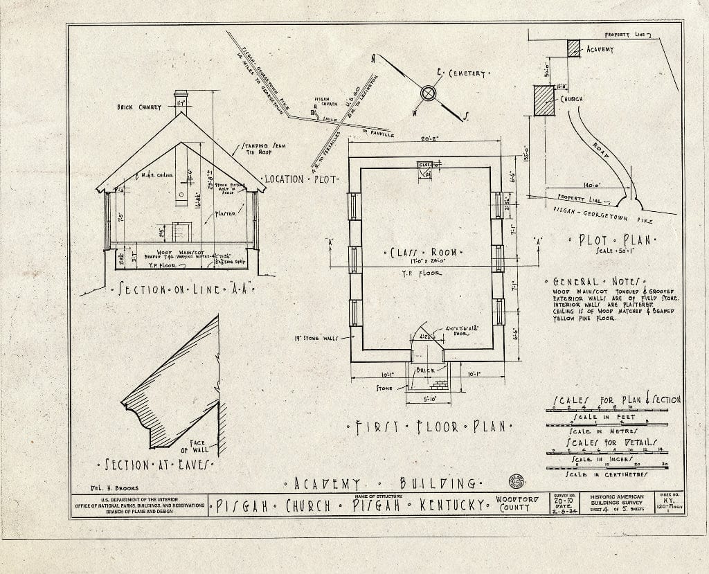 Blueprint HABS KY,120-PISG.V,1- and 2- (Sheet 4 of 5) - Pisgah Presbyterian Church & Academy, Pisgah-Georgetown Pike, Pisgah, Woodford County, KY