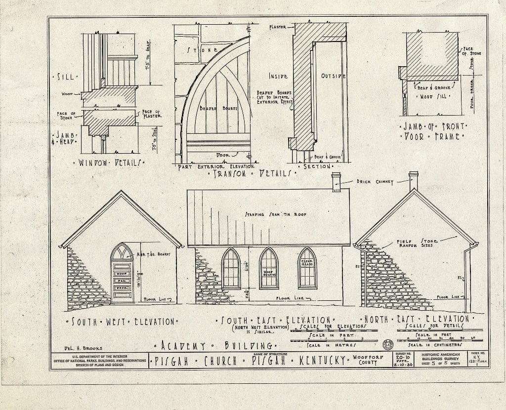 Blueprint HABS KY,120-PISG.V,1- and 2- (Sheet 5 of 5) - Pisgah Presbyterian Church & Academy, Pisgah-Georgetown Pike, Pisgah, Woodford County, KY