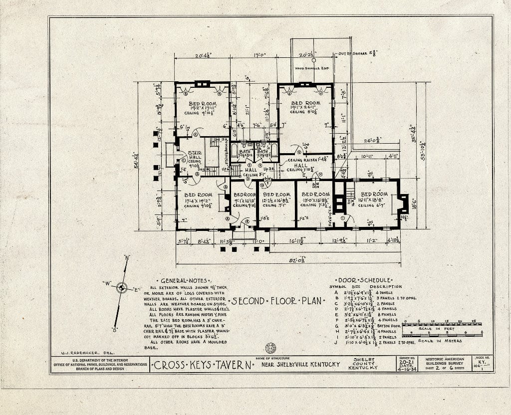 Blueprint HABS KY,106-SHELB.V,1- (Sheet 2 of 6) - Cross Keys Tavern, U.S. Route 60, Shelbyville, Shelby County, KY