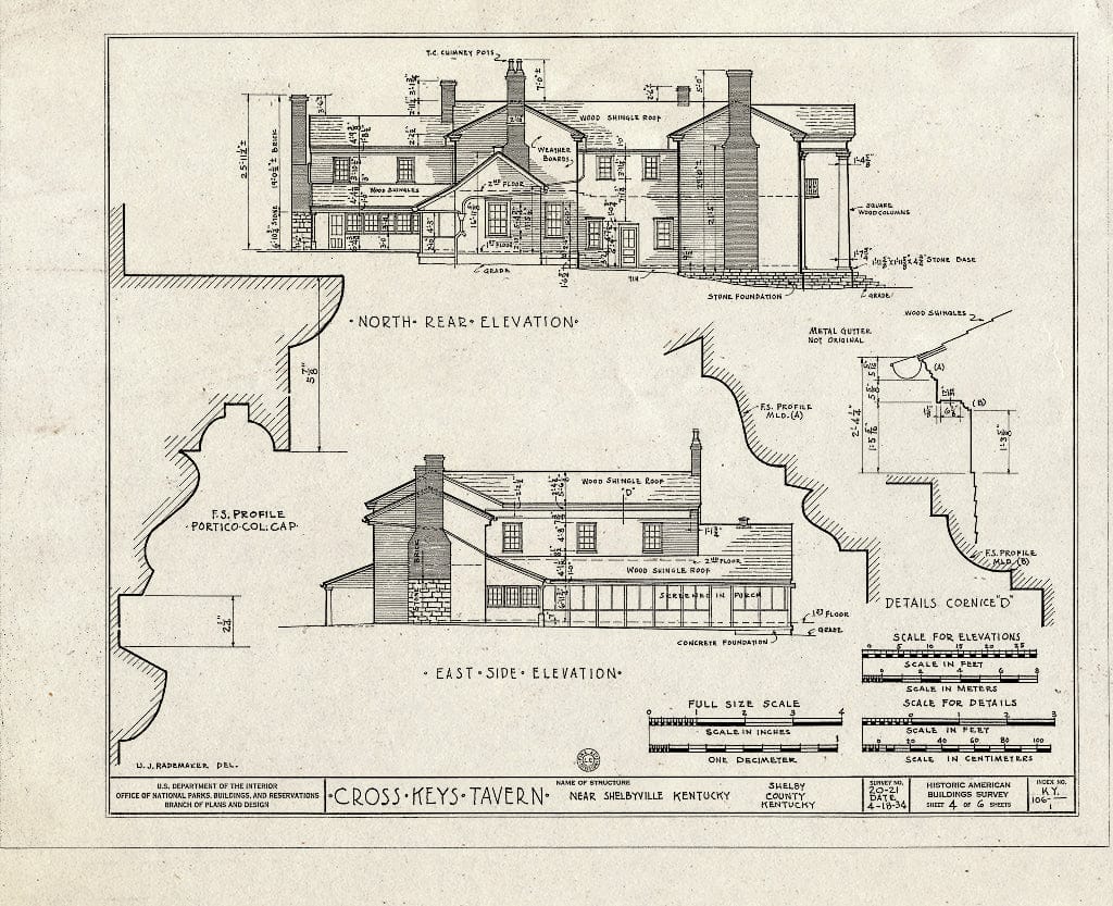 Blueprint HABS KY,106-SHELB.V,1- (Sheet 4 of 6) - Cross Keys Tavern, U.S. Route 60, Shelbyville, Shelby County, KY