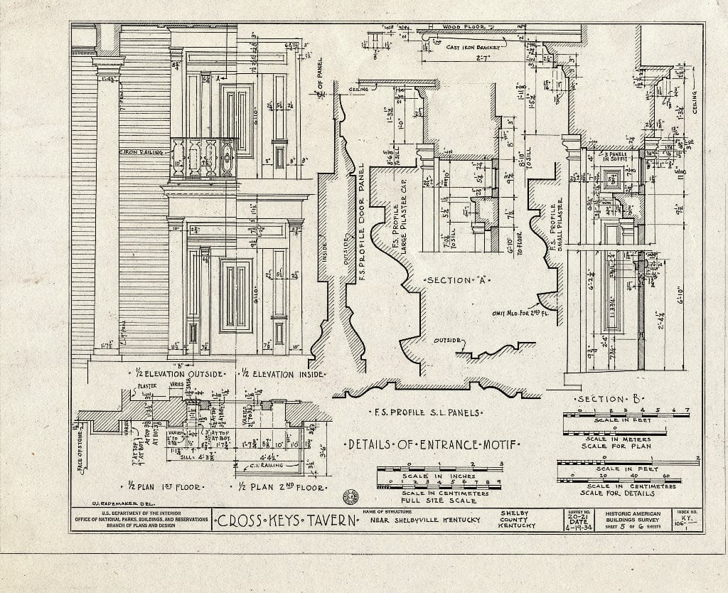 Blueprint HABS KY,106-SHELB.V,1- (Sheet 5 of 6) - Cross Keys Tavern, U.S. Route 60, Shelbyville, Shelby County, KY
