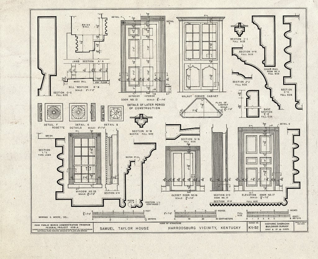 Blueprint HABS KY,84-HARBU.V,3- (Sheet 6 of 10) - Samuel Taylor House, Chatham Pike, Harrodsburg, Mercer County, KY