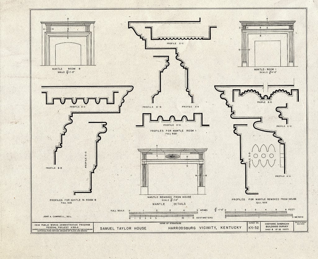 Blueprint HABS KY,84-HARBU.V,3- (Sheet 8 of 10) - Samuel Taylor House, Chatham Pike, Harrodsburg, Mercer County, KY