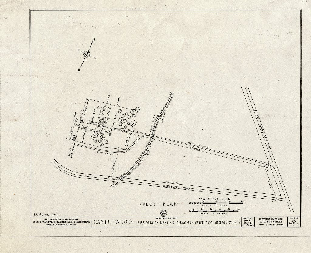 Blueprint HABS KY,76-Rich.V,1- (Sheet 1 of 19) - Castlewood, U.S. Route 25, Richmond, Madison County, KY