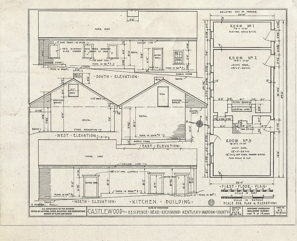 Blueprint HABS KY,76-Rich.V,1- (Sheet 9 of 19) - Castlewood, U.S. Route 25, Richmond, Madison County, KY
