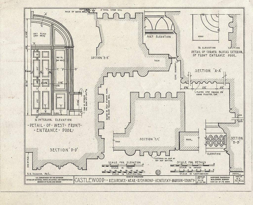 Blueprint HABS KY,76-Rich.V,1- (Sheet 10 of 19) - Castlewood, U.S. Route 25, Richmond, Madison County, KY