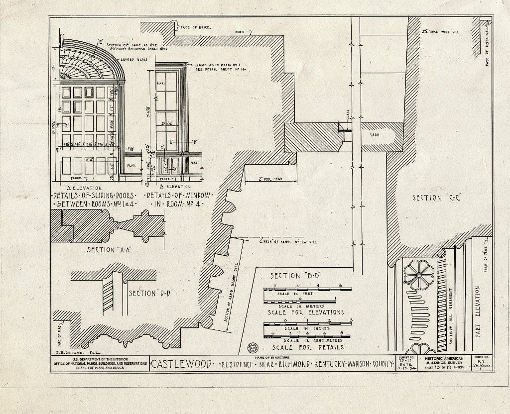 Blueprint HABS KY,76-Rich.V,1- (Sheet 13 of 19) - Castlewood, U.S. Route 25, Richmond, Madison County, KY