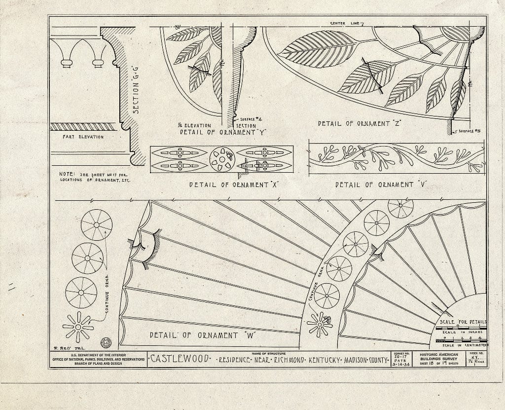 Blueprint HABS KY,76-Rich.V,1- (Sheet 18 of 19) - Castlewood, U.S. Route 25, Richmond, Madison County, KY