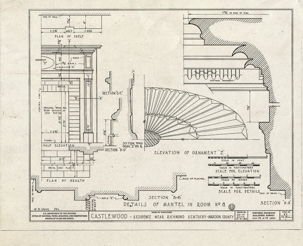 Blueprint HABS KY,76-Rich.V,1- (Sheet 19 of 19) - Castlewood, U.S. Route 25, Richmond, Madison County, KY