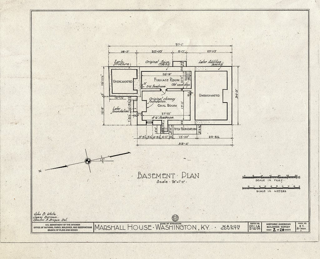 Blueprint HABS KY,81-WASH,1- (Sheet 2 of 20) - Thomas Marshall House, U.S. Highway 68, Old Washington, Mason County, KY