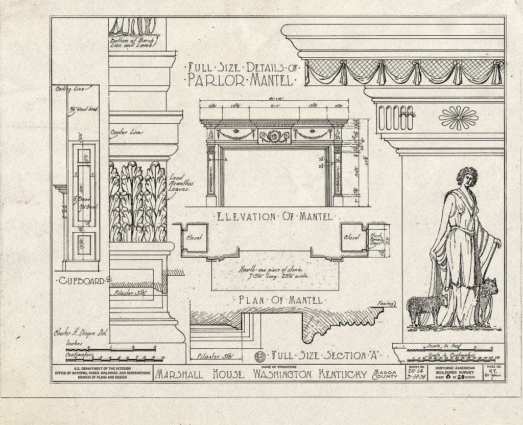 Blueprint HABS KY,81-WASH,1- (Sheet 8 of 20) - Thomas Marshall House, U.S. Highway 68, Old Washington, Mason County, KY