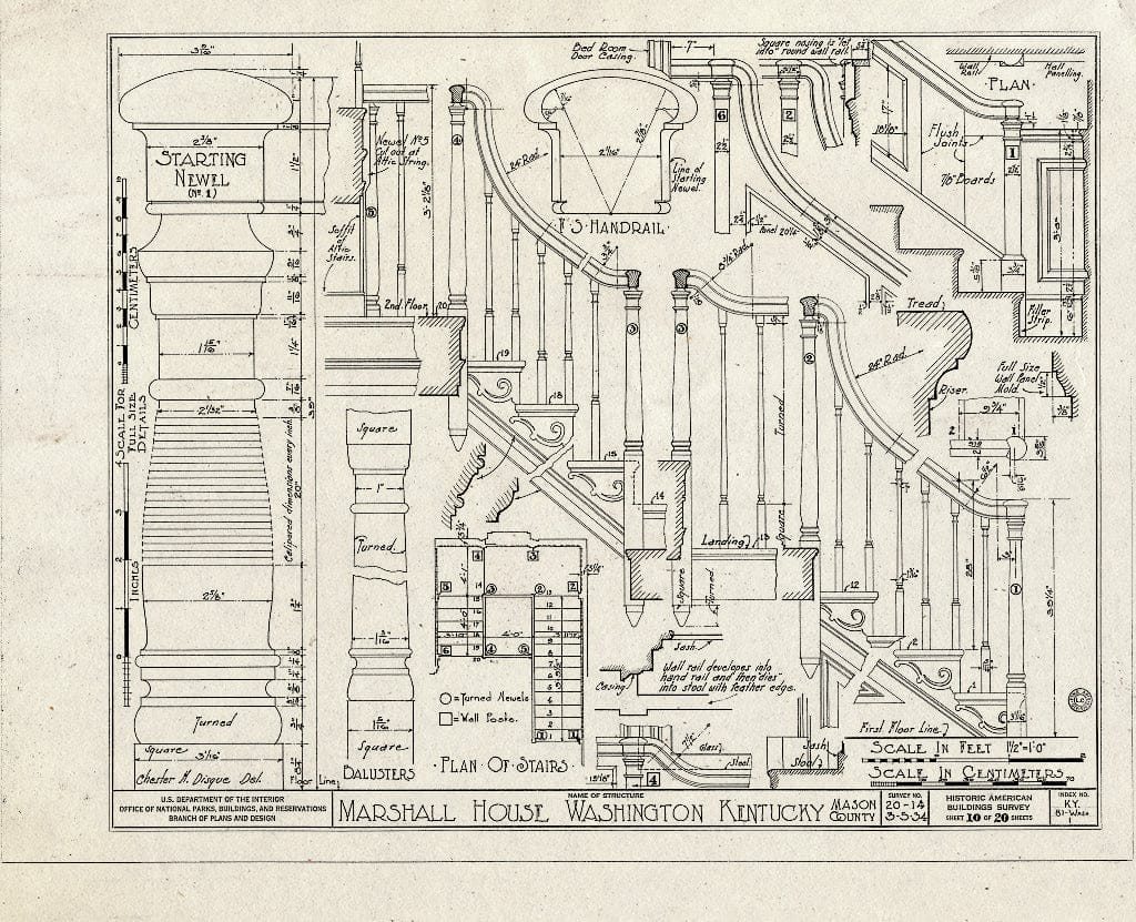 Blueprint HABS KY,81-WASH,1- (Sheet 10 of 20) - Thomas Marshall House, U.S. Highway 68, Old Washington, Mason County, KY
