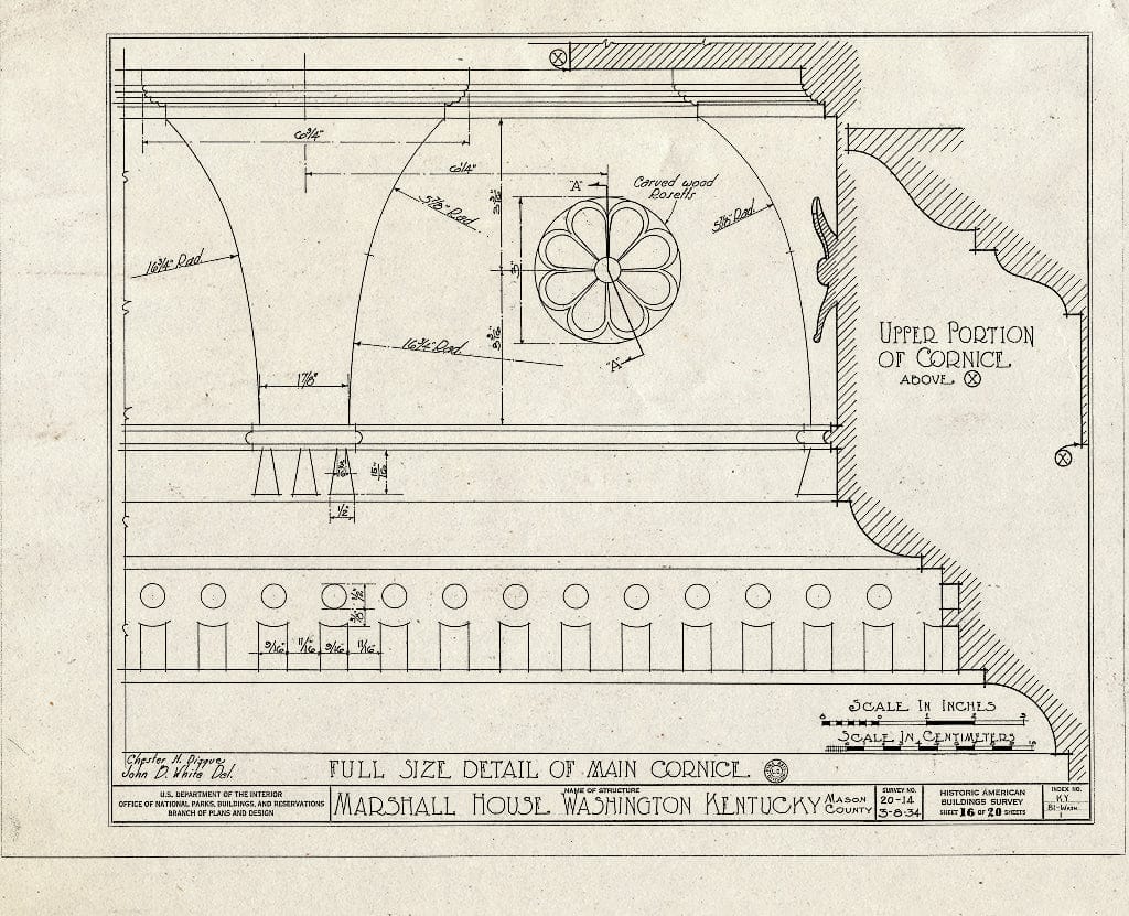 Blueprint HABS KY,81-WASH,1- (Sheet 16 of 20) - Thomas Marshall House, U.S. Highway 68, Old Washington, Mason County, KY