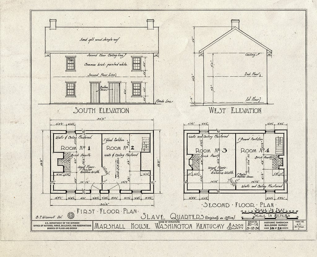 Blueprint HABS KY,81-WASH,1- (Sheet 18 of 20) - Thomas Marshall House, U.S. Highway 68, Old Washington, Mason County, KY