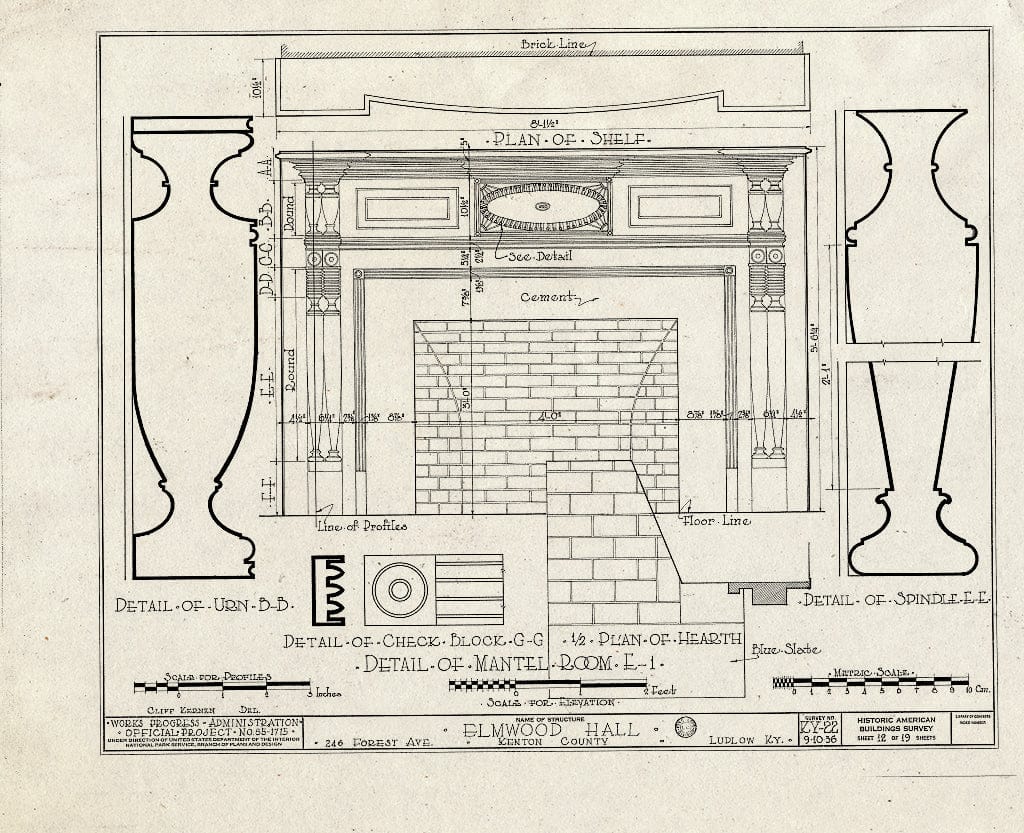 Blueprint HABS KY,59-LUDLO,2- (Sheet 12 of 19) - Elmwood Hall, 246 Forest Avenue, Ludlow, Kenton County, KY