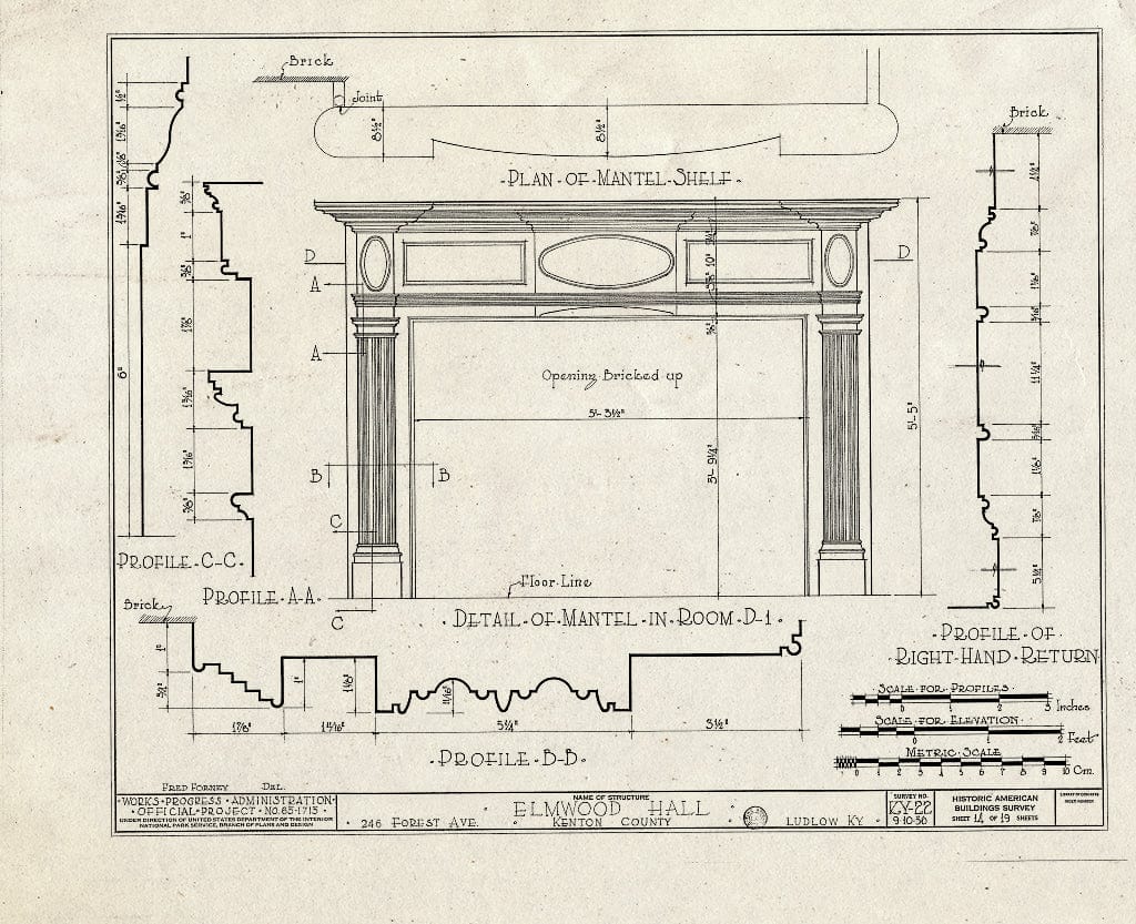 Blueprint HABS KY,59-LUDLO,2- (Sheet 14 of 19) - Elmwood Hall, 246 Forest Avenue, Ludlow, Kenton County, KY