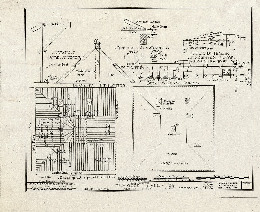 Blueprint HABS KY,59-LUDLO,2- (Sheet 18 of 19) - Elmwood Hall, 246 Forest Avenue, Ludlow, Kenton County, KY