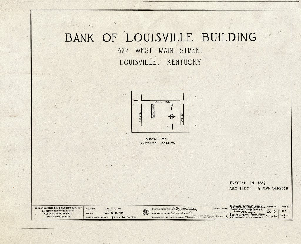 Blueprint HABS KY,56-LOUVI,1- (Sheet 0 of 4) - Bank of Louisville Building, 322 West Main Street, Louisville, Jefferson County, KY