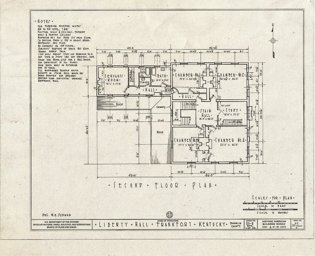 Blueprint HABS KY,37-FRAFO,2- (Sheet 4 of 15) - Liberty Hall, Main & Wilkinson Streets, Frankfort, Franklin County, KY