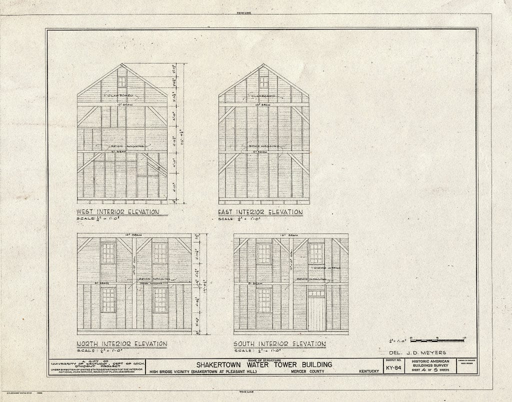 Blueprint HABS KY,84-SHAKT,10- (Sheet 4 of 5) - Shaker Water Tower Building, U.S. Route 68, Shakertown, Mercer County, KY