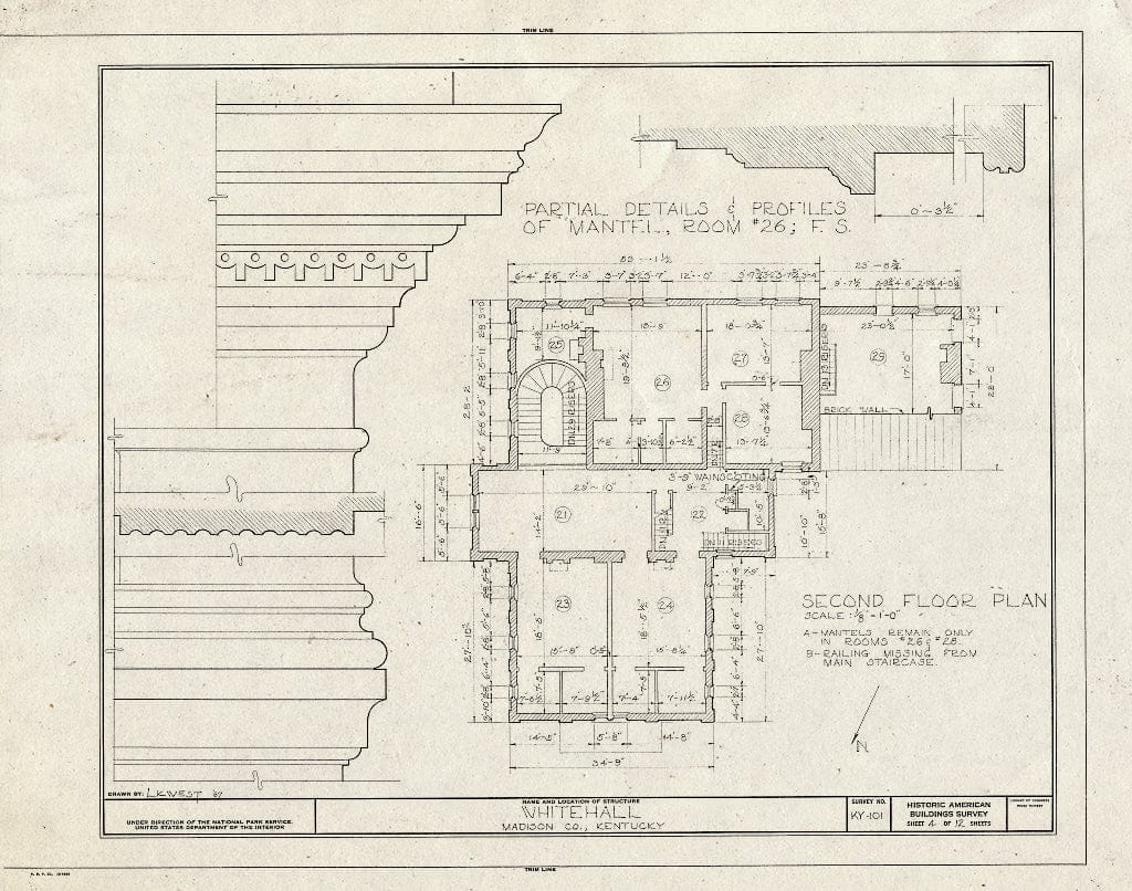 Blueprint HABS KY,76-WHAL,1- (Sheet 4 of 12) - Whitehall, Clay Lane, Richmond, Madison County, KY