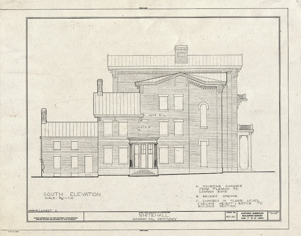 Blueprint HABS KY,76-WHAL,1- (Sheet 7 of 12) - Whitehall, Clay Lane, Richmond, Madison County, KY